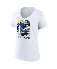 Women's Fanatics White Golden State Warriors 2022 Western Conference Champions Plus Locker Room V-Neck T-shirt