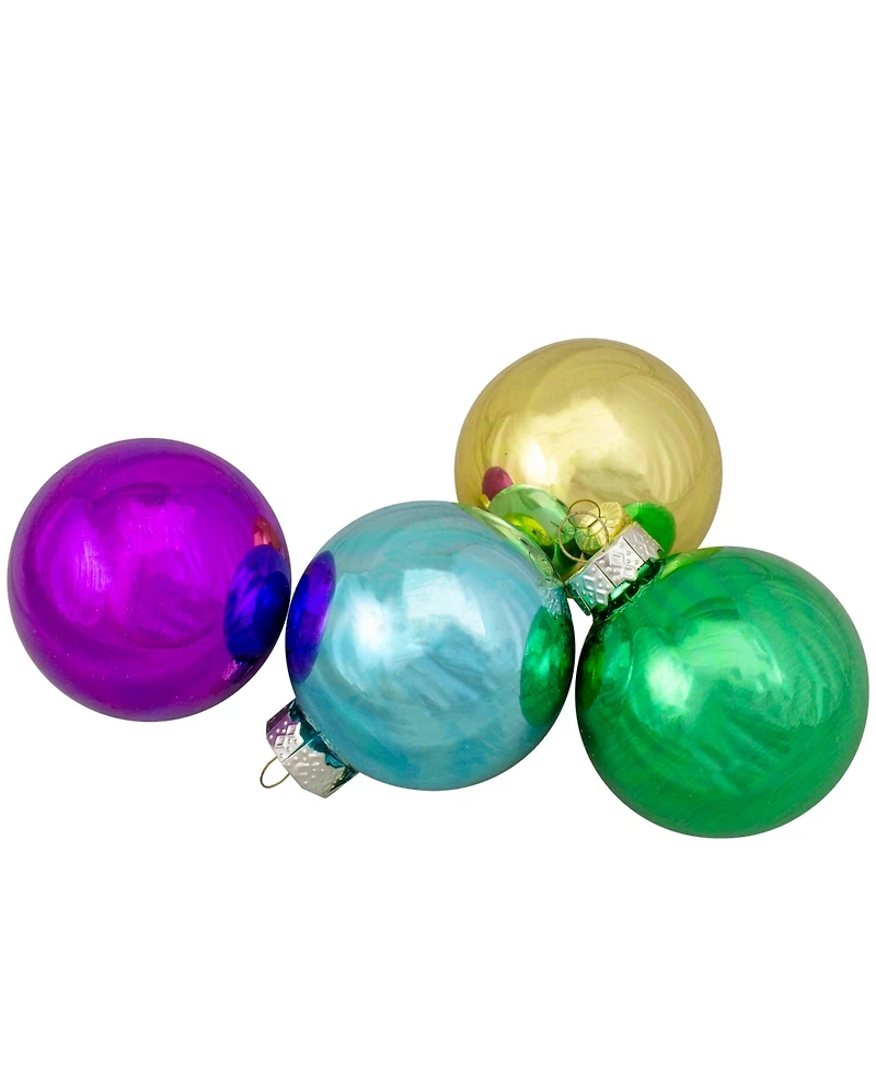 Northlight 2.25" Assorted Glass Ball Hanging Christmas Ball Ornaments 57mm, Set of 9