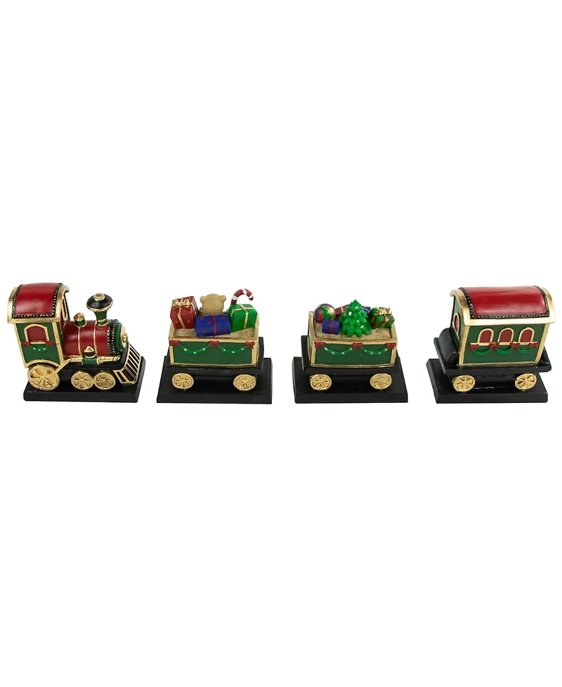 Northlight 4.75" Merry Christmas Train Stocking Holders, Set of 4