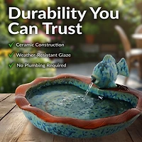 7"H Electric Glazed Ceramic Fish Outdoor Water Fountain