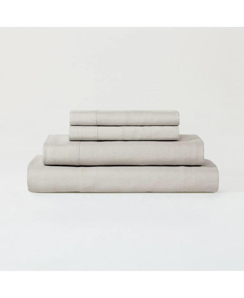 Sijo Luxeweave Linen Sheet Set, Queen (Includes 1 Fitted Sheet 60x80x16, 1 Flat Sheet 92x104 & 2 Pillowcases 20x29)