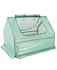 Raised Garden Bed with Cover Outdoor Mini Greenhouse Kit with 2 Zippered Doors - Green - 4' x 3'