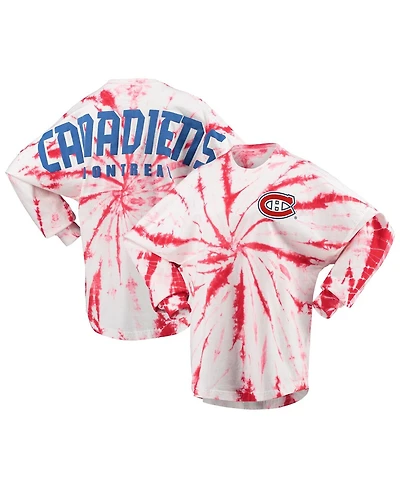 Women's Red Montreal Canadiens Spiral Tie-Dye Long Sleeve T-shirt