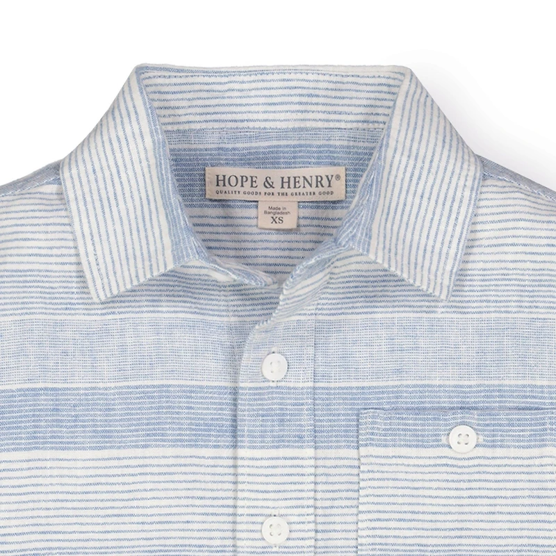 Hope & Henry Boys Linen Short Sleeve Button Down Shirt