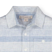 Hope & Henry Boys Linen Short Sleeve Button Down Shirt