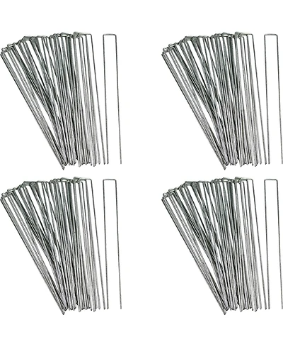 100 Pack Galvanized Garden Stakes - Landscape Staples - U Shaped Garden Staples - Landscape Yard Stakes for Gardening - 12 Inch