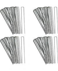 100 Pack Galvanized Garden Stakes - Landscape Staples - U Shaped Garden Staples - Landscape Yard Stakes for Gardening - 12 Inch