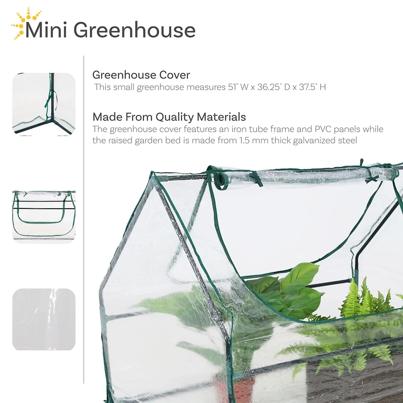 Outdoor Portable Mini Greenhouse Tent with 2 Zippered Side Doors and Iron Tube Frame - Clear - 4' x 3'