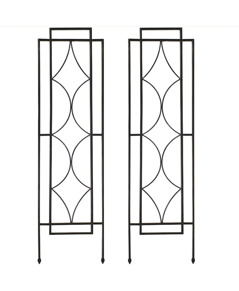 Sunnydaze Decor 2-Piece Chic Diamonds Design Garden Trellis for Climbing Plants Set - Metal Decorative Outdoor Plant and Flower Trellis