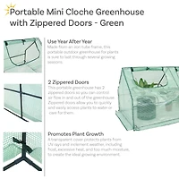 Outdoor Portable Mini Cloche Greenhouse with Zipper Doors
