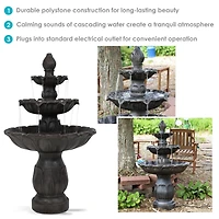 46"H Electric Polystone 3-Tier Classic Tulip Outdoor Water Fountain