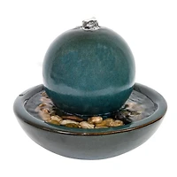 Indoor Home Decorative Smooth Glazed Ceramic Orb Tabletop Water Fountain Feature - 7"