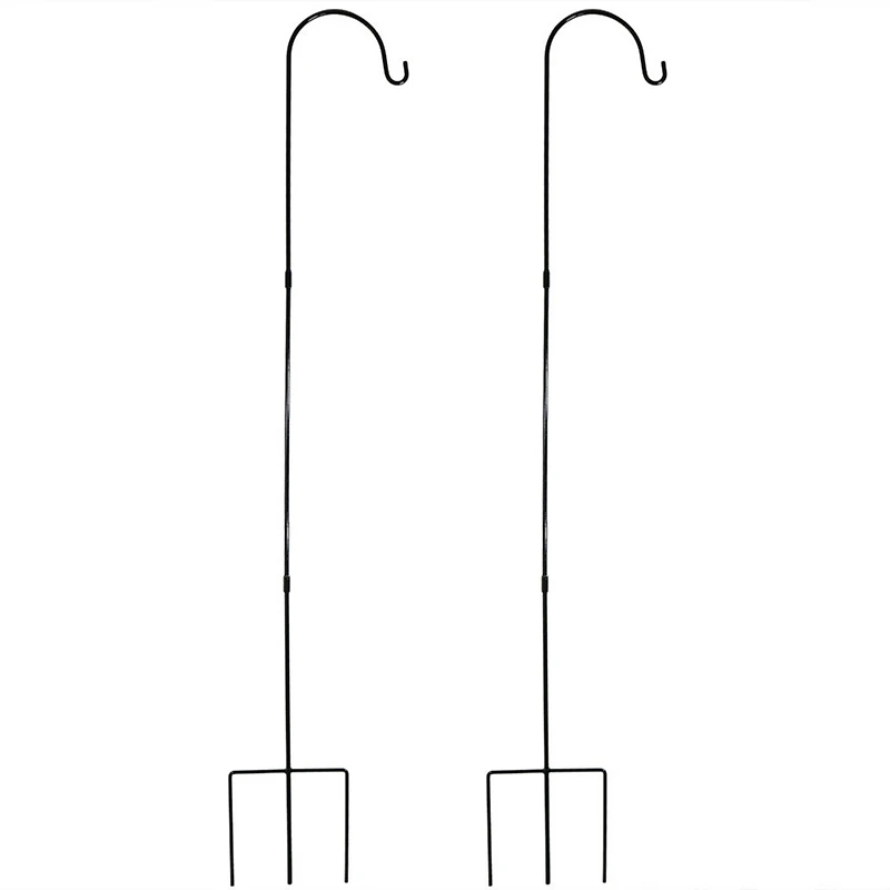 Sunnydaze Decor 82-Inch Outdoor Heavy-Duty Shepherd Hook - Black - Set of 2