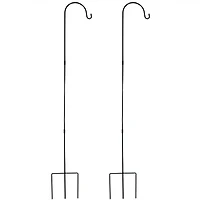 Sunnydaze Decor 82-Inch Outdoor Heavy-Duty Shepherd Hook - Black - Set of 2
