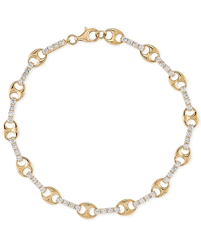 Lab-Grown White Sapphire (2-1/4 ct. t.w.) Link Bracelet in 14k Gold-Plated Sterling Silver