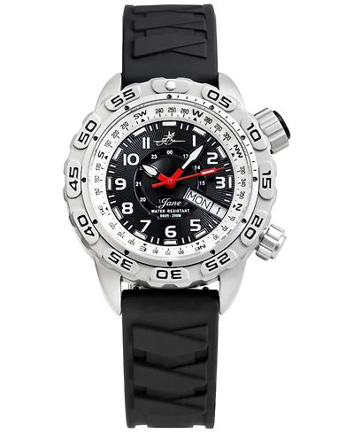 Abingdon Co. Women's Jane Black Silicone Strap Watch 35mm