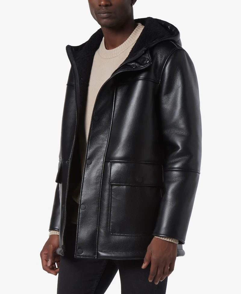 Marc New York Men's Donohue Faux Leather Fleece-Lined Parka Jacket
