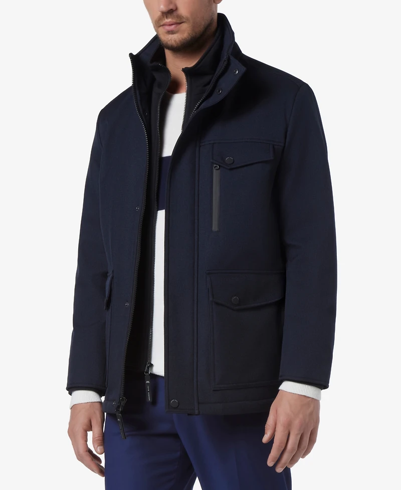 Marc New York Men's Hoyt Micro-Houndstooth Soft Shell Barn Jacket with Removable Bib