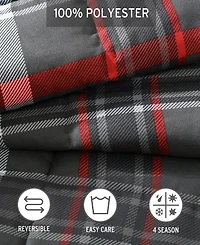 Closeout! Eddie Bauer Willow Plaid Microsuede Reversible Comforter Set, King