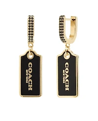 Coach Women's Signature Hangtag Huggies Earrings