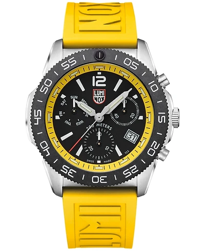 Luminox Men's Swiss Chronograph Pacific Diver Yellow Rubber Strap Watch 44mm