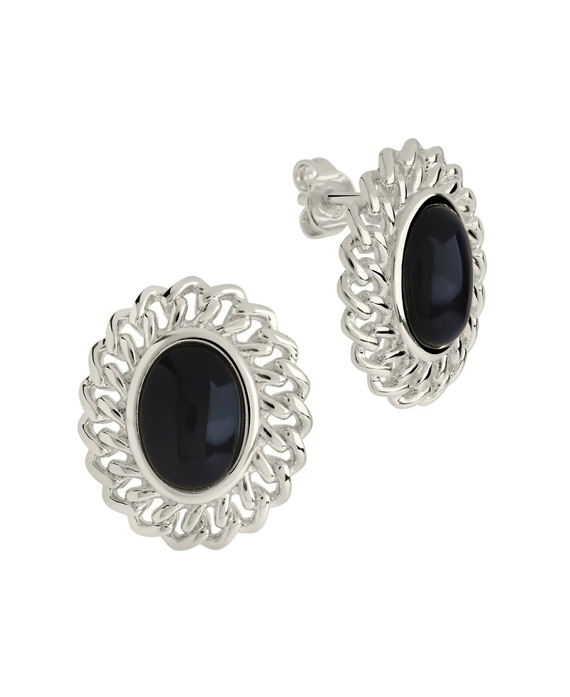 Sterling Forever Onyx Stone Ainsley Stud Earrings
