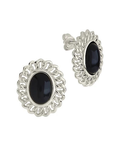 Sterling Forever Onyx Stone Ainsley Stud Earrings