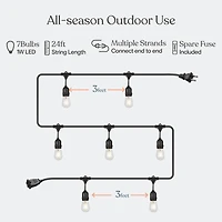 Ambience Pro 24 ft. Indoor/Outdoor Led Weatherproof 1-Watt String Lights