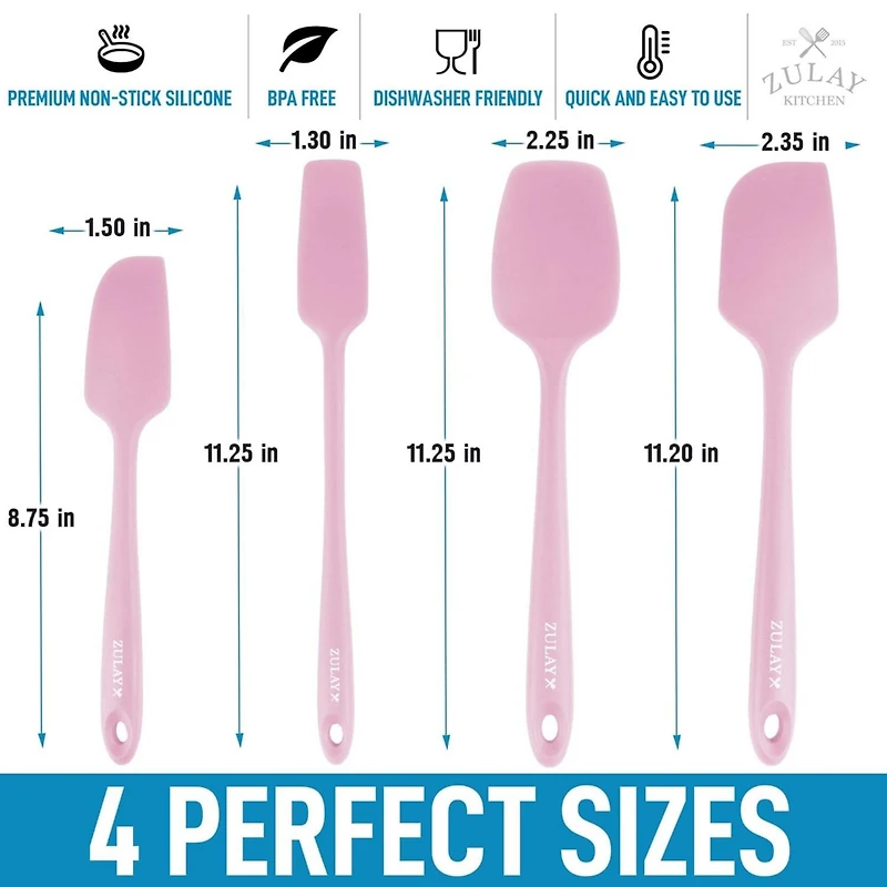4pcs Silicone Spatula Set - Heat Resistant Silicone Tools for Cooking, Baking & Mixing