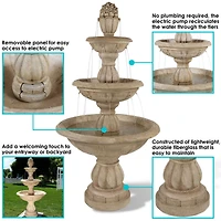 61" H Electric Polyresin and Fiberglass 3-Tier Cornucopia Outdoor Water Fountain