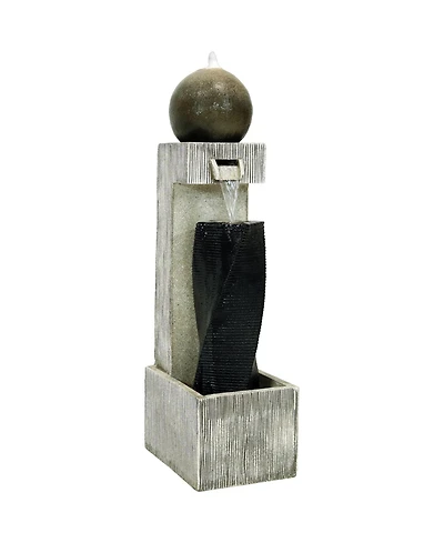 35"H Electric Polyresin Modern Artistry Column Outdoor Water Fountain with Led Lights