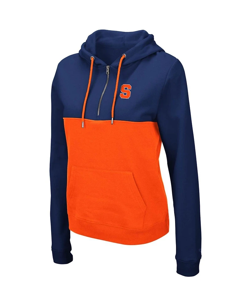 Women's Colosseum Navy, Orange Syracuse Aidan Half-Zip Hoodie