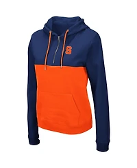 Women's Colosseum Navy, Orange Syracuse Aidan Half-Zip Hoodie