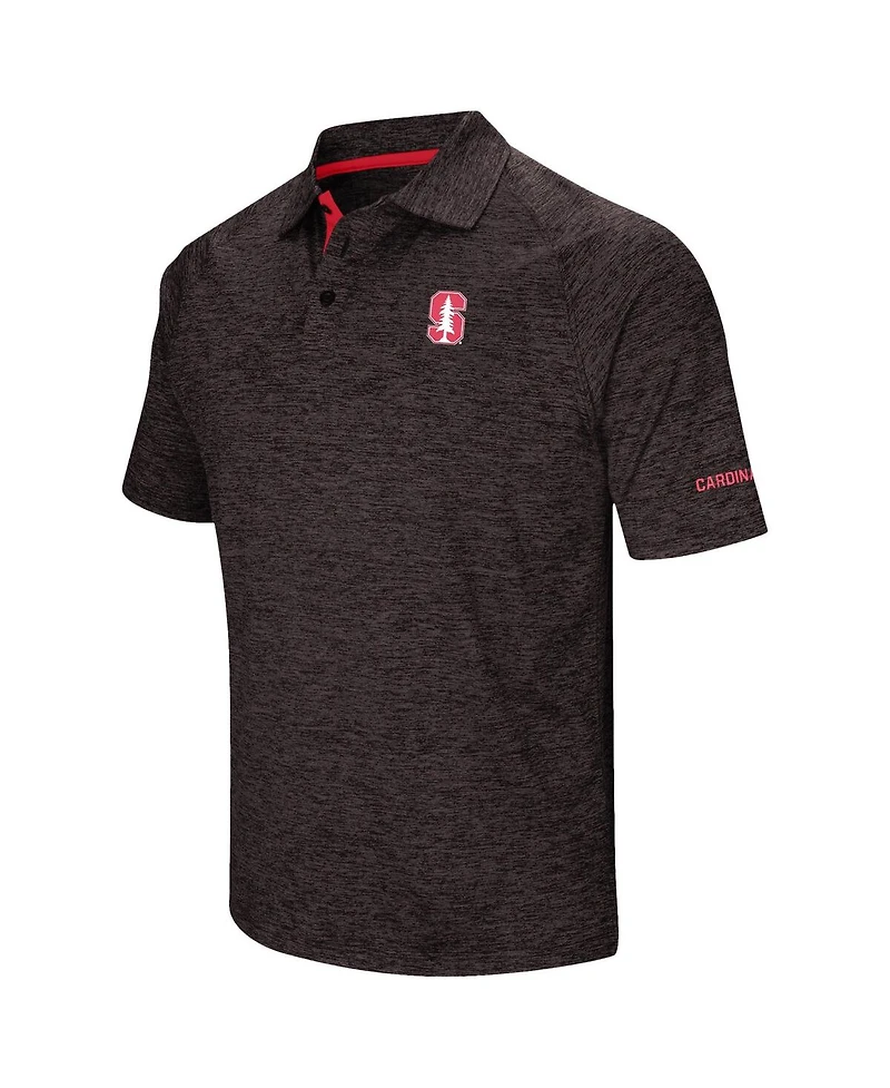 Men's Colosseum Black Stanford Cardinal Down Swing Polo Shirt