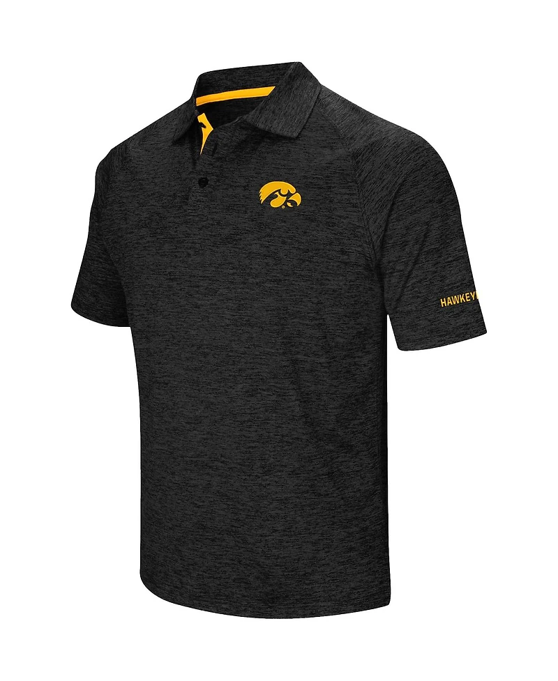Men's Colosseum Black Iowa Hawkeyes Down Swing Polo Shirt