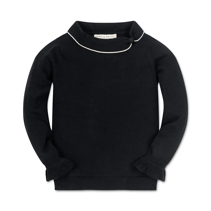 Hope & Henry Baby Girls Long Sleeve Ruffle Cuff Collar Sweater