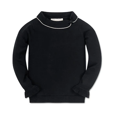 Hope & Henry Baby Girls Long Sleeve Ruffle Cuff Collar Sweater