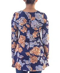 24seven Comfort Apparel Women's Long Sleeve V-Neck Tunic Top