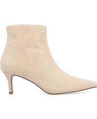 Journee Collection Women's Rossia Stud Embellished Pointed Toe Kitten Heel Dress Booties