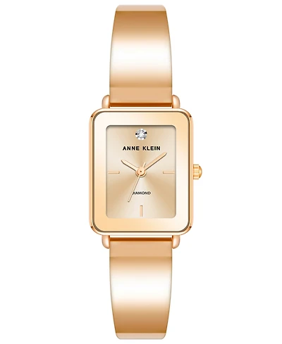 Anne Klein Women's Rose Gold-Tone Solid Bangle Watch, 22X27mm