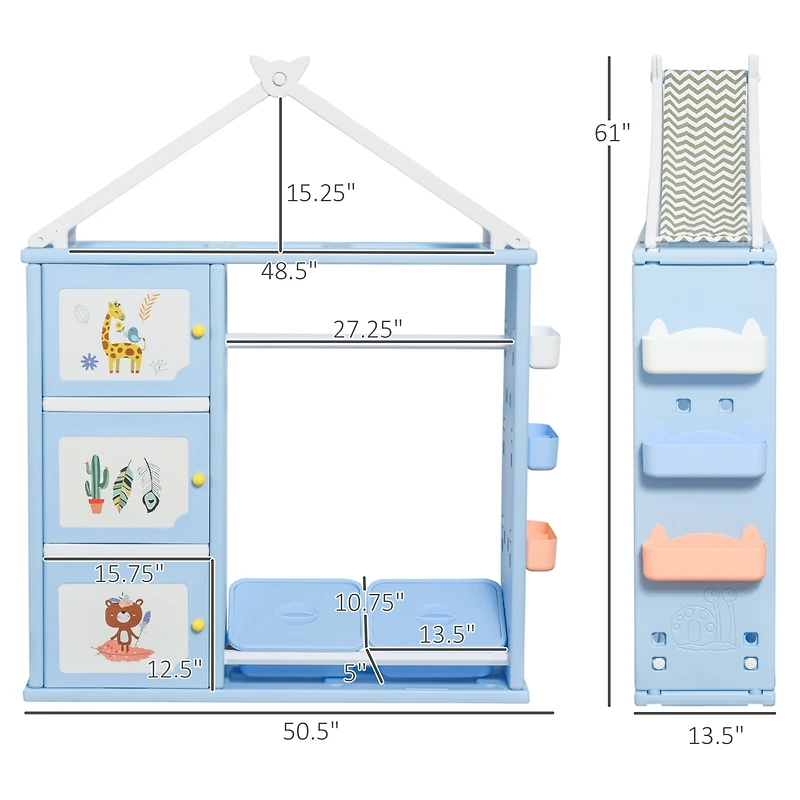 Qaba Kids Clothes Storage w/ Multifunctional Design for Toys & Pencils,