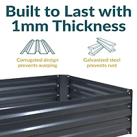 11.75" H Raised Metal Garden Bed - Galvanized Raised Garden Bed Outdoor for Vegetables and Flowers - Dark Gray