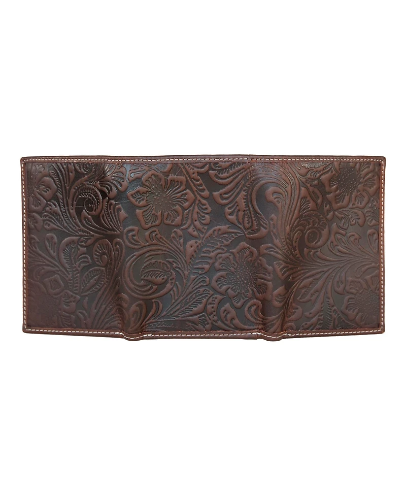 Lucky Brand Men's Western Embossed Leather Trifold Wallet