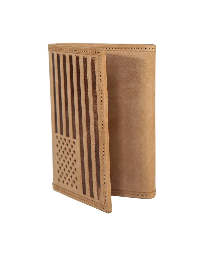 Lucky Brand Men's Flag Embossed Leather Trifold Wallet