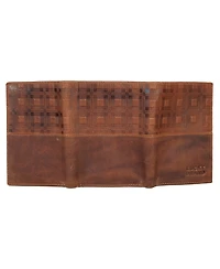 Lucky Brand Men's Plaid Embossed Leather Trifold Wallet