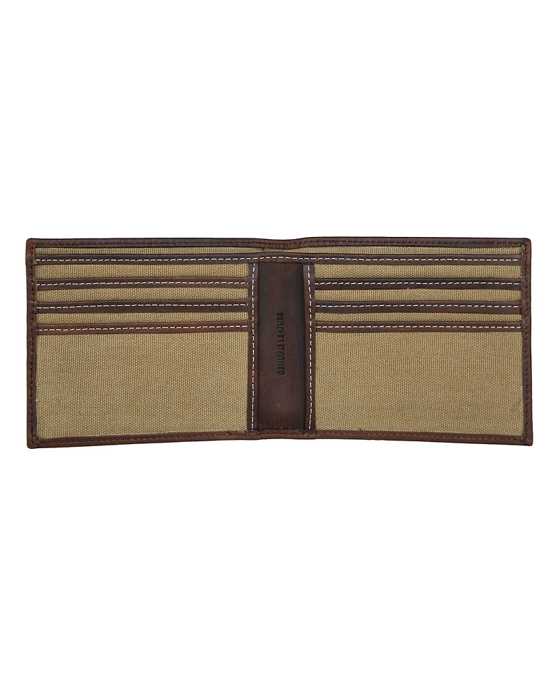 Lucky Brand Men's Canvas with Leather Trim Bifold Wallet