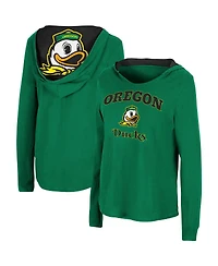 Women's Colosseum Green Oregon Ducks Catalina Hoodie Long Sleeve T-Shirt