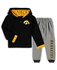 Toddler Boys Colosseum Black, Heathered Gray Iowa Hawkeyes Poppies Hoodie and Sweatpants Set