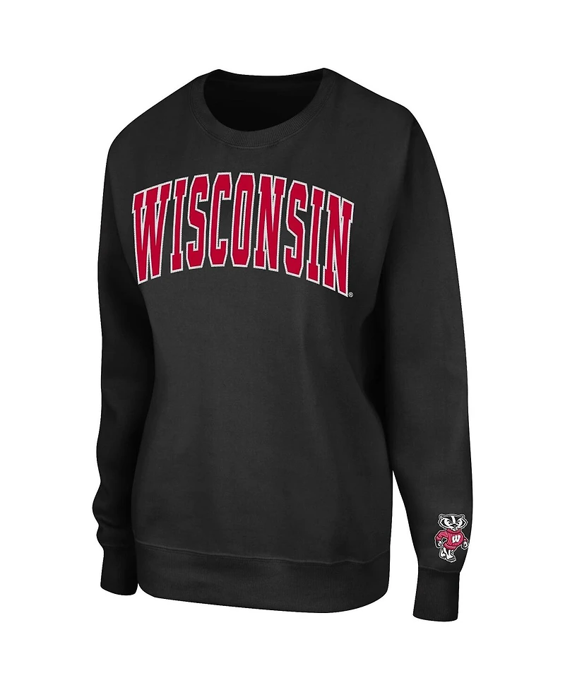 Women's Colosseum Black Wisconsin Badgers Campanile Pullover Sweatshirt