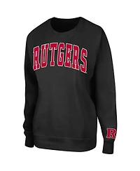 Women's Colosseum Black Rutgers Scarlet Knights Campanile Pullover Sweatshirt
